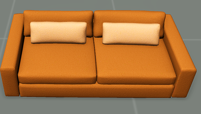 Canapé cuir beige et coussins
