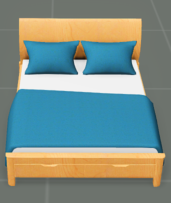 Lit double bois bleu clair